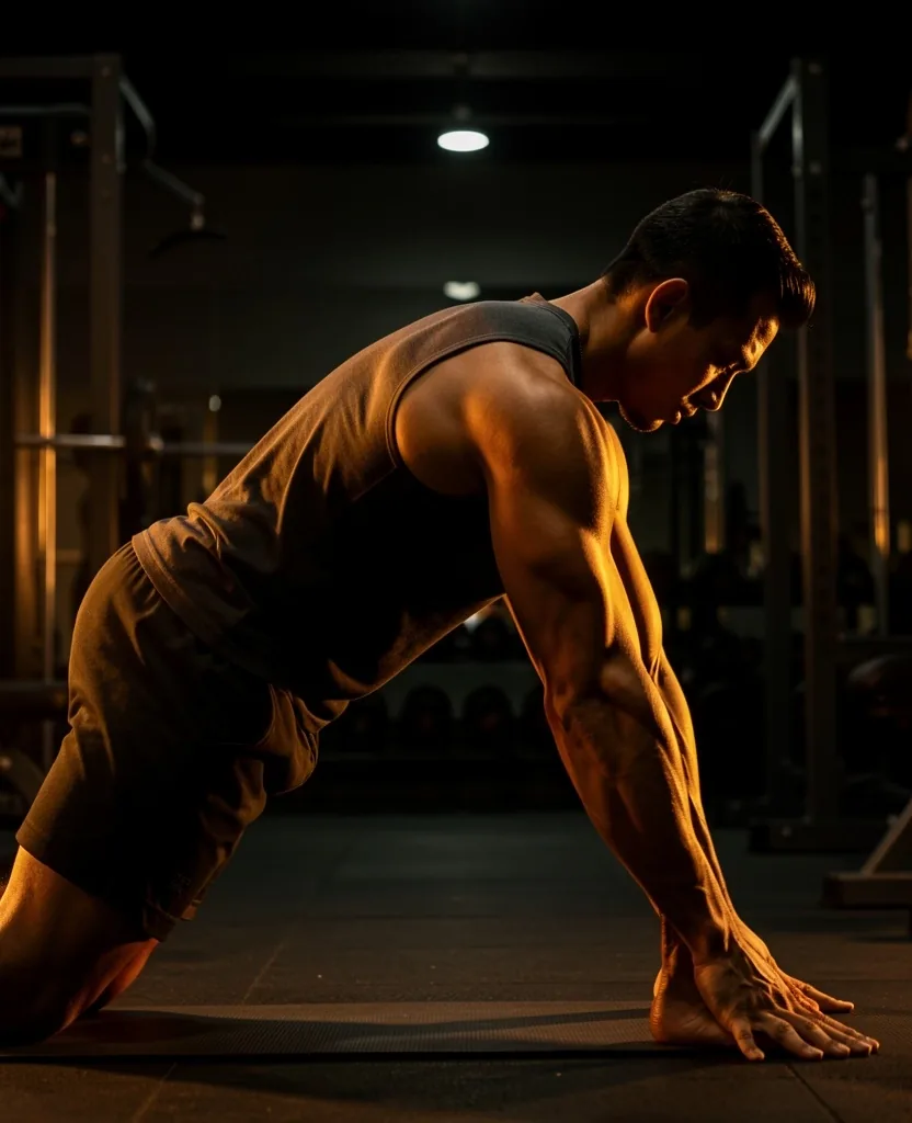 Man practicing morning fitness routine