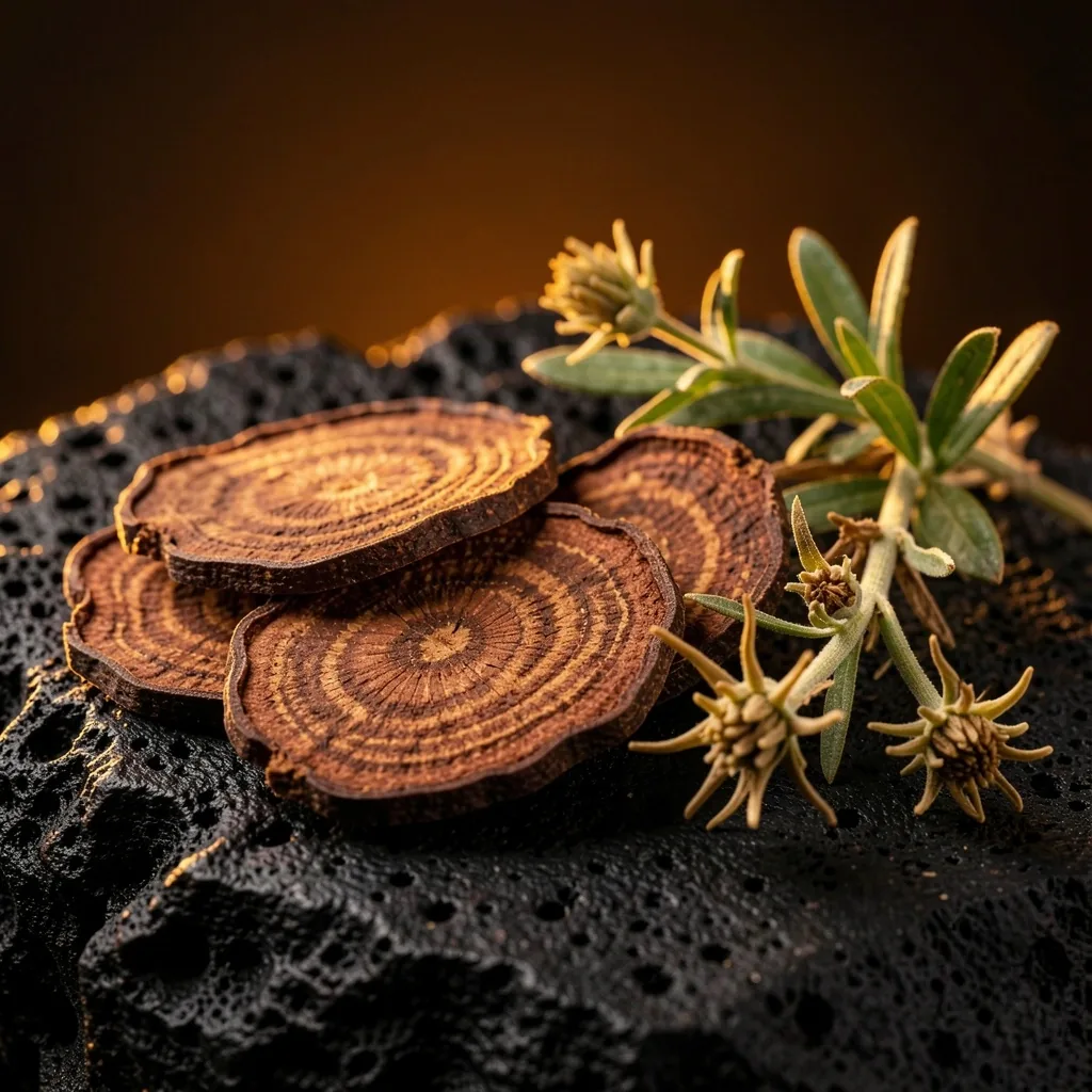 Herbal vitality ingredients on stone